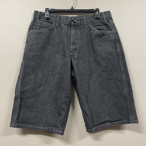Dickies Loose Fit Faded Black Gray Denim Jean Shorts Size 34 - Picture 1 of 9
